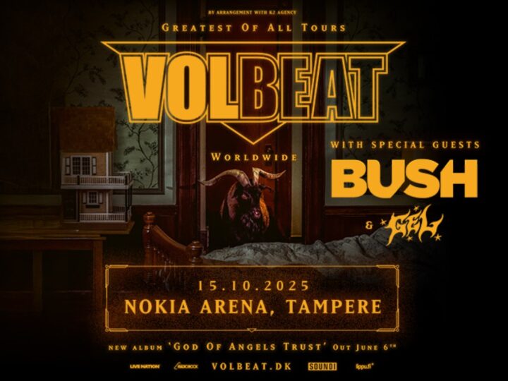 Tanskalainen rockyhtye Volbeat syksyllä Tampereella