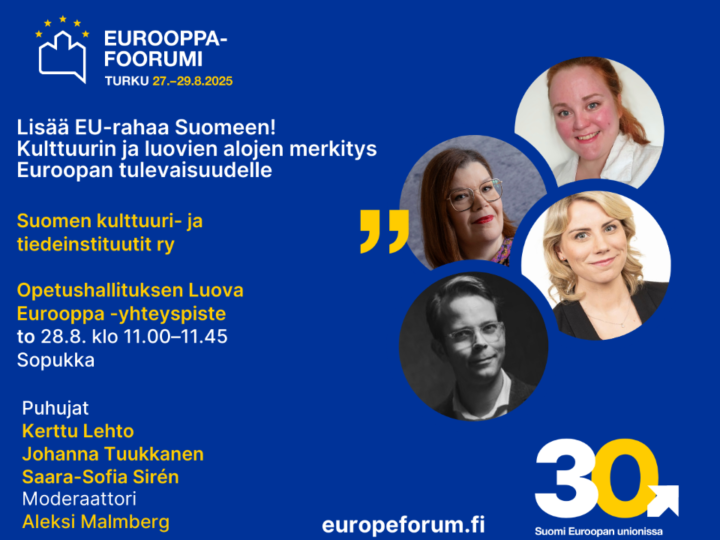 Keskustelu kulttuurin ja luovien alojen EU-rahoituksesta 28. elokuuta