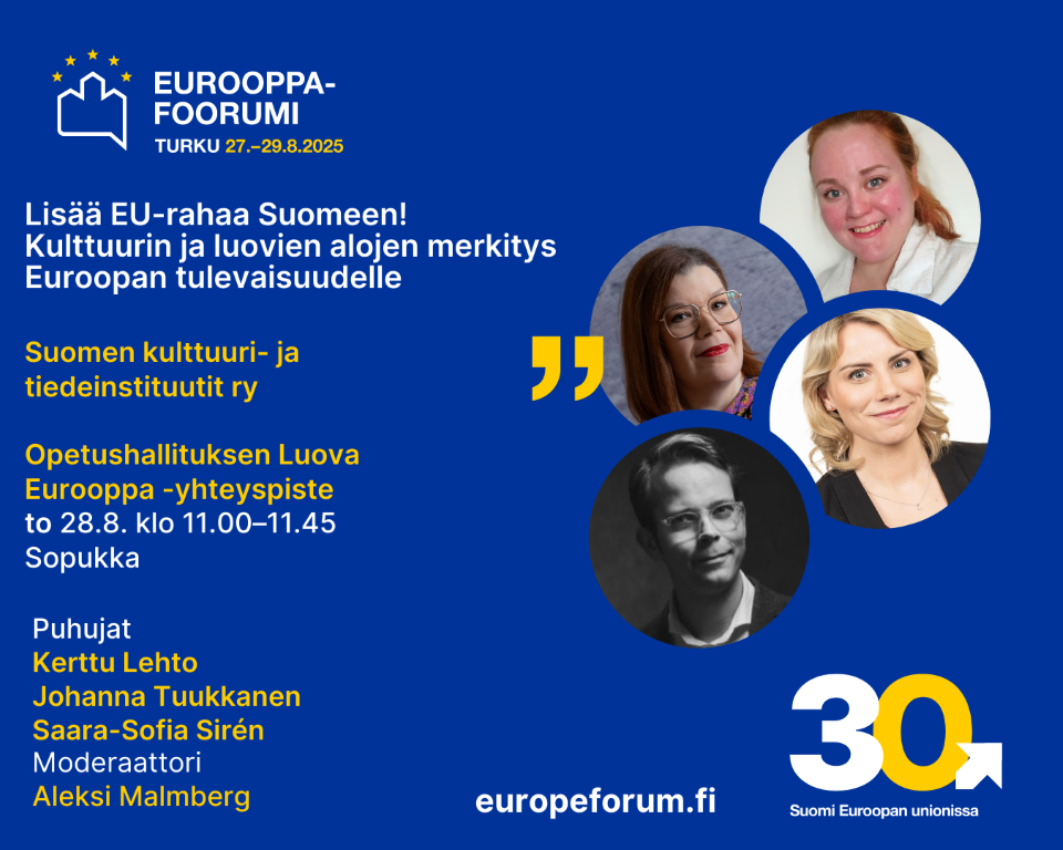 Keskustelu kulttuurin ja luovien alojen EU-rahoituksesta 28. elokuuta