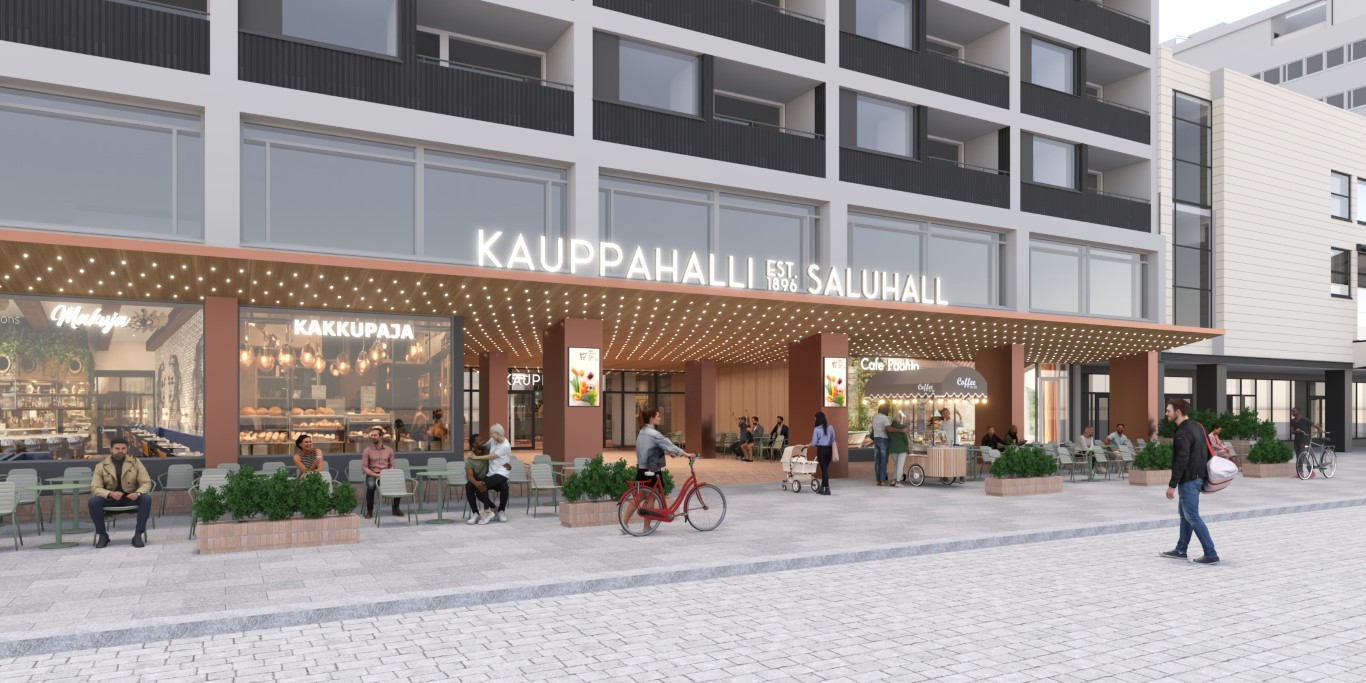Turun Kauppahallille kaavaillaan väliaikaistiloja Wiklundin korttelista
