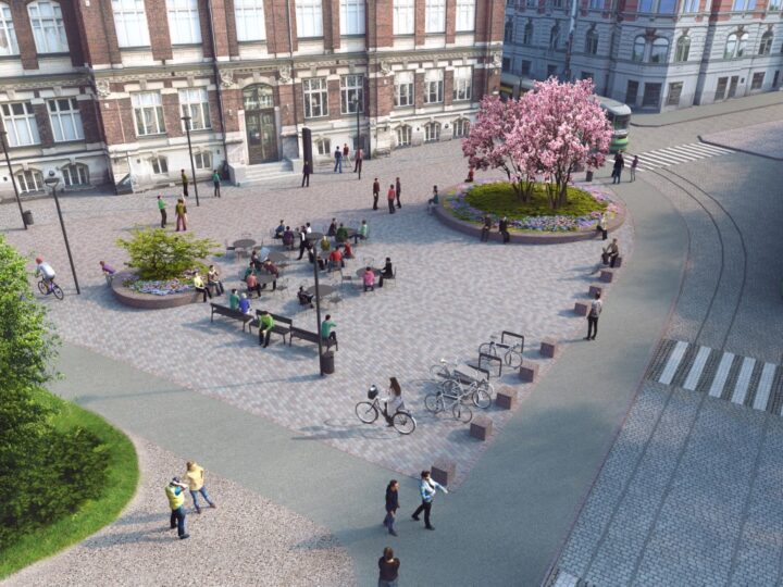 Designmuseon edusta Helsingin Korkeavuorenkadulla uudistetaan viihtyisäksi alueeksi